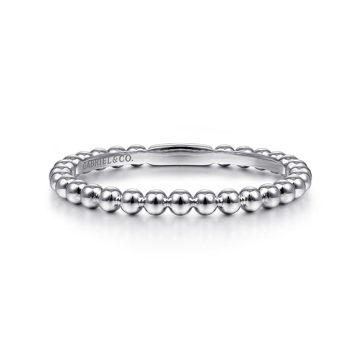 Gabriel & Co. 14K White Gold Bujukan Beaded Stackable Ring