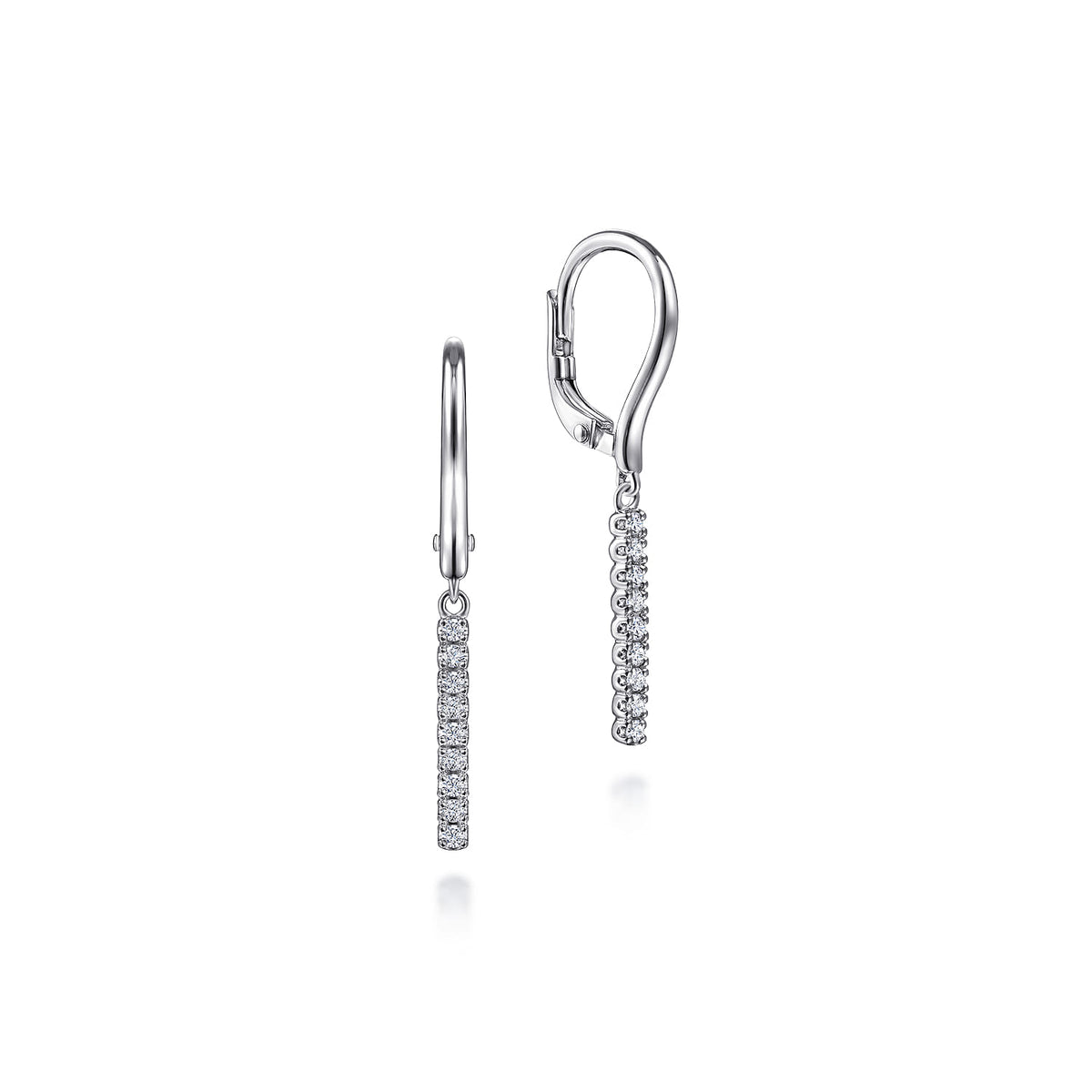 Gabriel & Co. 14K White Gold Diamond Bar Drop Leverback Earrings
