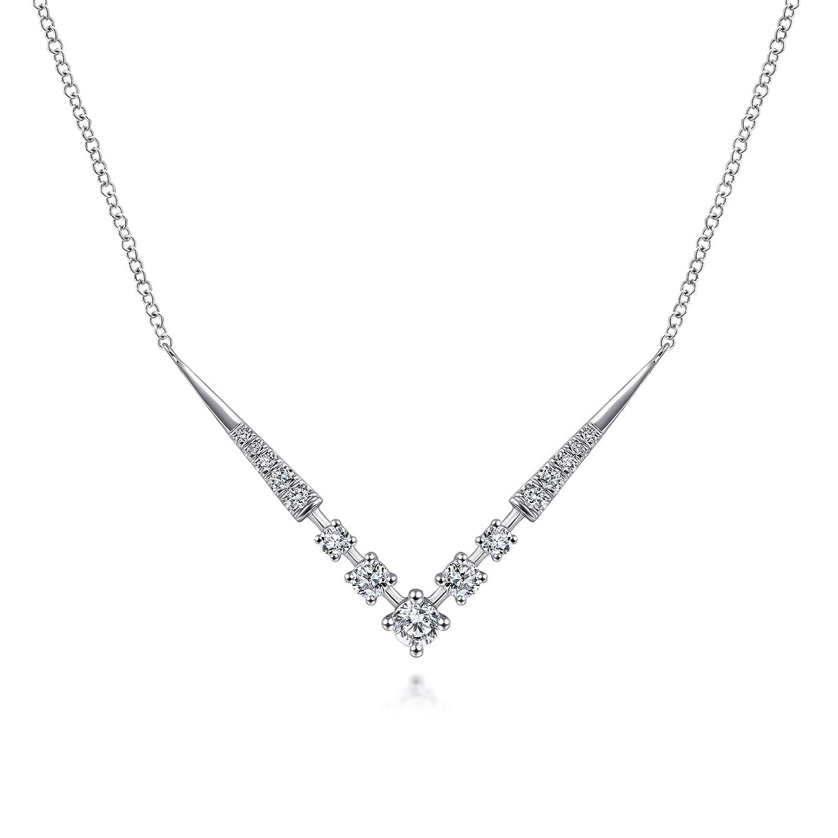 Gabriel & Co. 14K White Gold Diamond Chevron Necklace