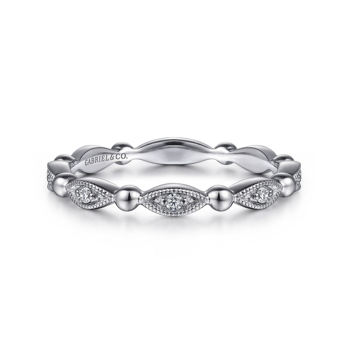 Gabriel & Co. 14K White Gold Diamond Stackable Ring Bujukan