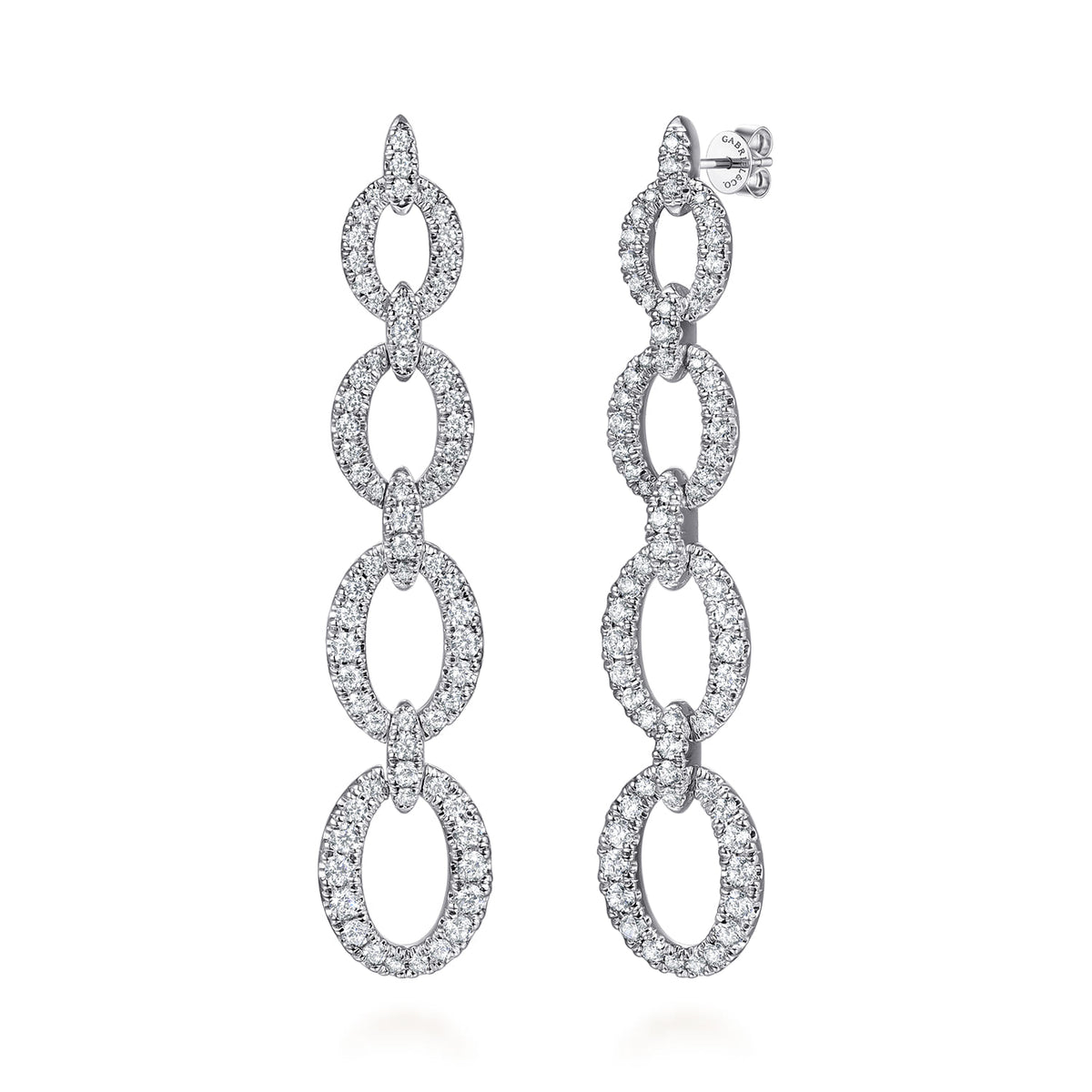 Gabriel & Co. 14K White Gold Graduating Diamond Link Stud Drop Earrings