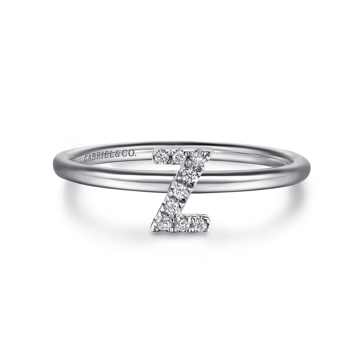 Gabriel & Co. 14K White Gold Pave Diamond Uppercase Z Initial Ring
