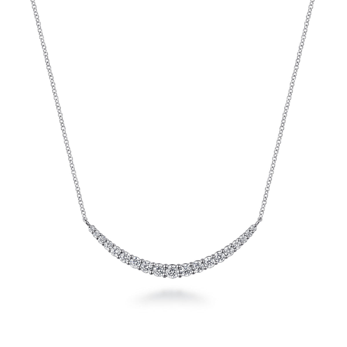 Gabriel & Co. 14K White Gold Prong Set Diamond Bar Necklace
