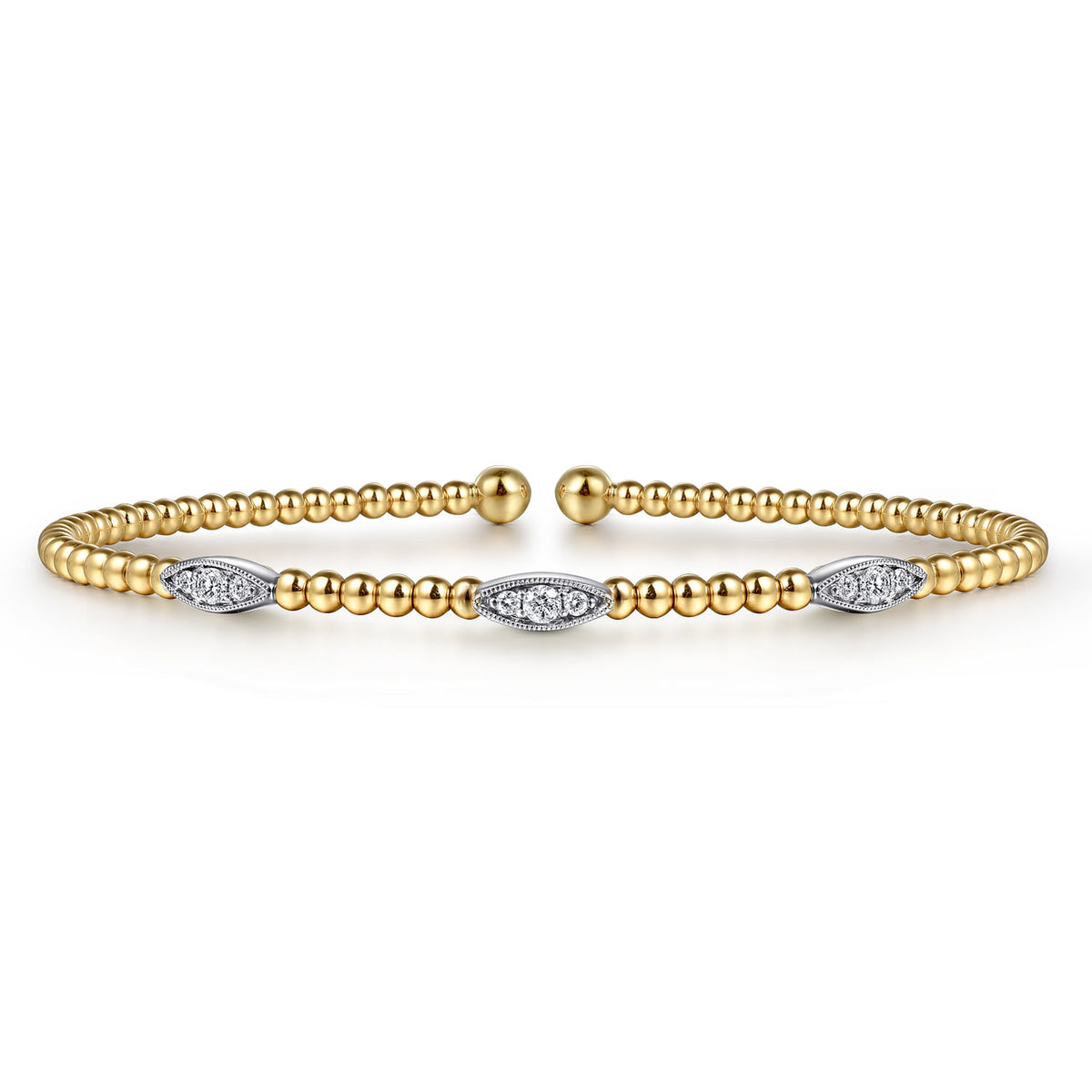 Gabriel & Co. 14K White Yellow Gold Diamond Cuff Bangle Bracelet 0.17ct Bujukan