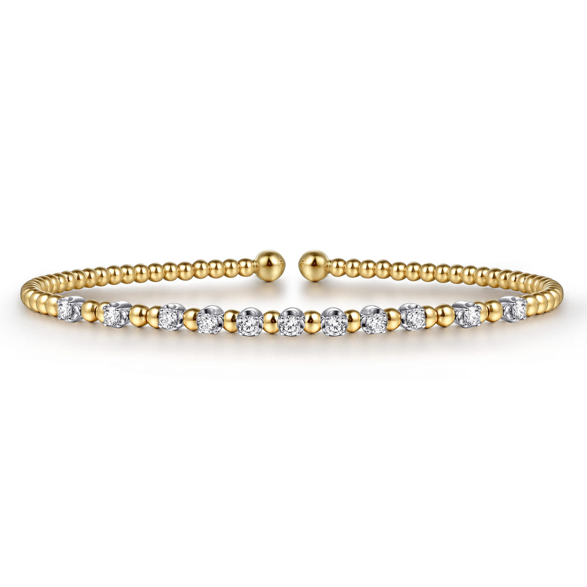 Gabriel & Co. 14K White Yellow Gold Diamond Cuff Bangle Bracelet 0 4ct Bujukan