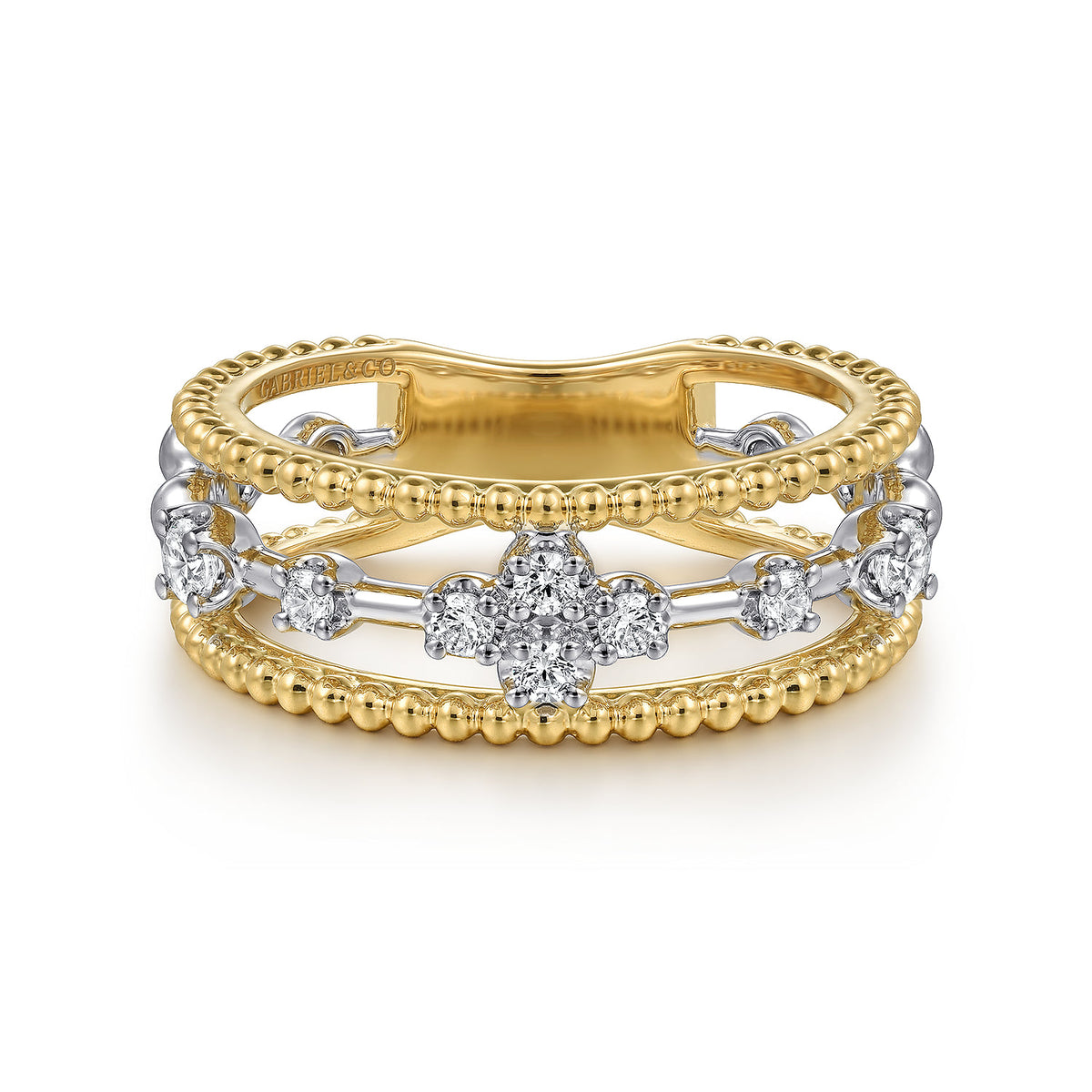 Gabriel & Co. 14K White Yellow Gold Diamond Easy Stackable Ring Bujukan