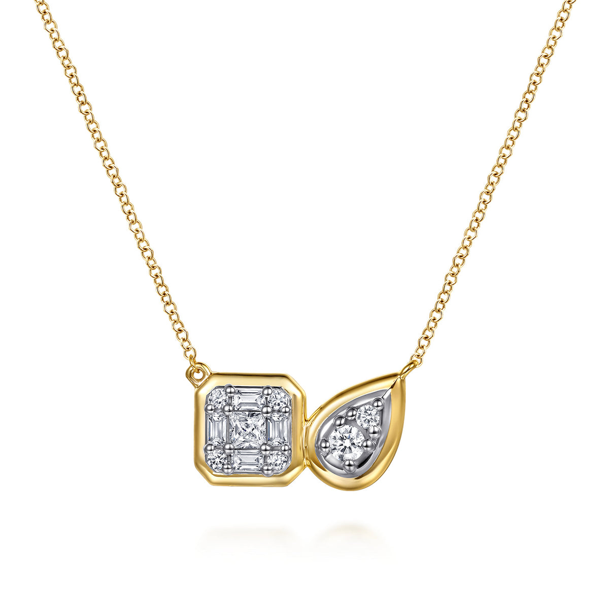 Gabriel & Co. 14K White Yellow Gold Diamond Pendant Necklace