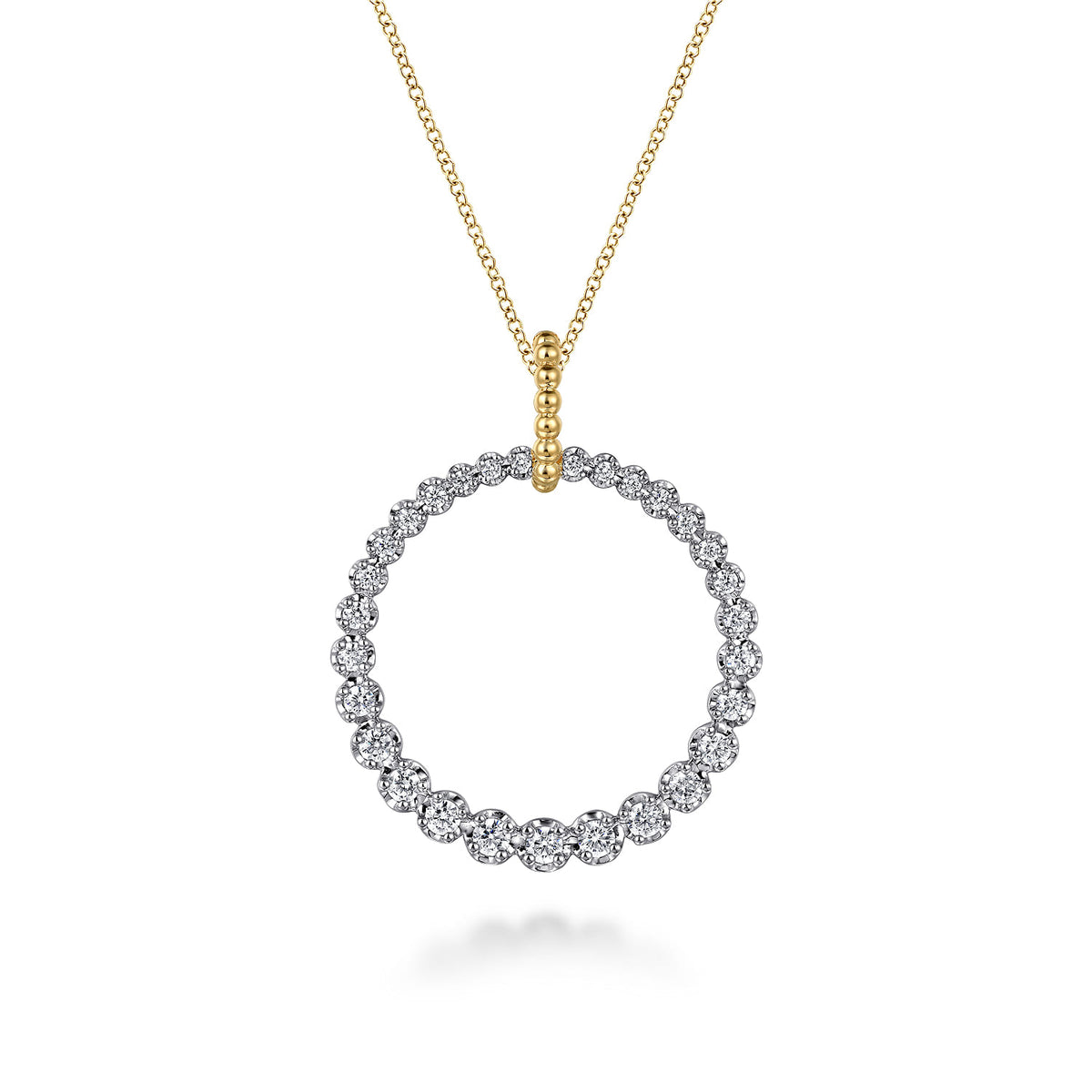 Gabriel & Co. 14K White and Yellow Gold Diamond Bujukan 30mm Drop Necklace