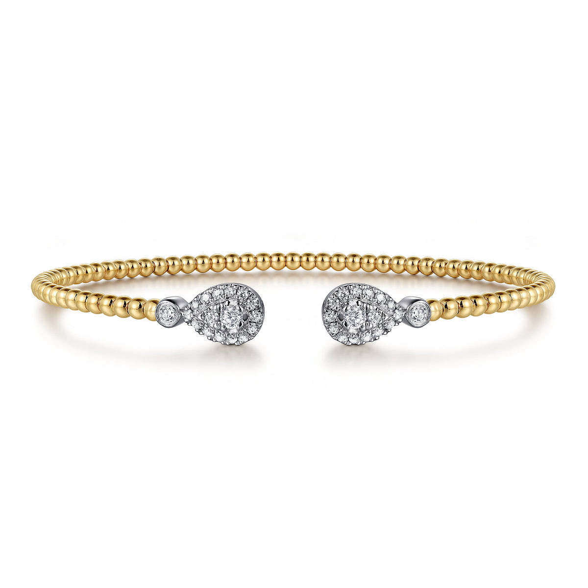 Gabriel & Co. 14K White and Yellow Gold Diamond Bujukan Bangle