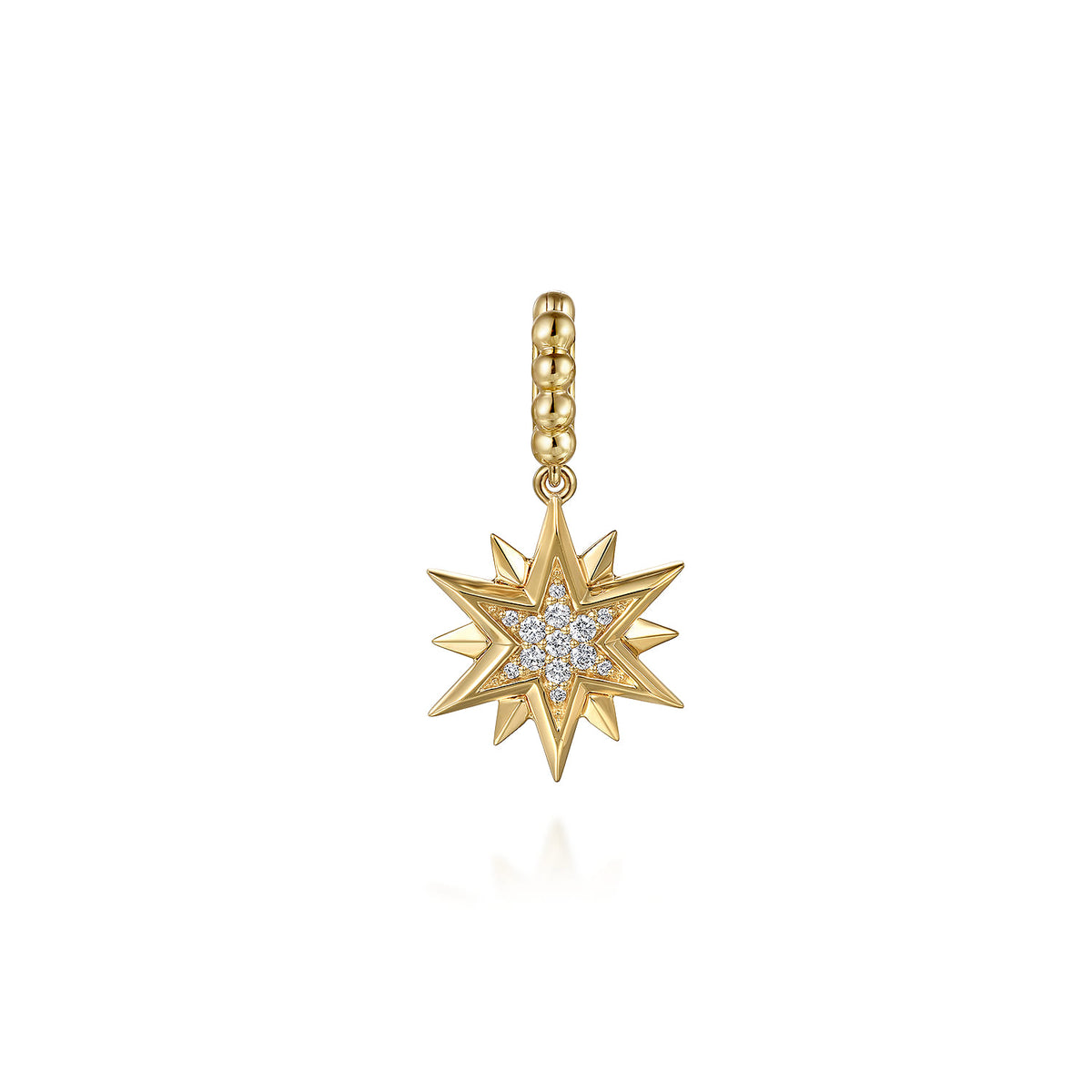 Gabriel & Co. 14K Yellow Gold Bujukan Diamond Starburst Medallion Pendant with Detachable Bail