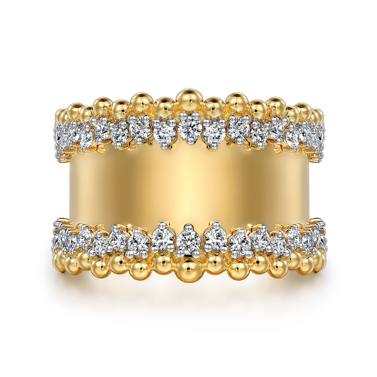 Gabriel & Co. 14K Yellow Gold Bujukan Diamond Wide Band Ring
