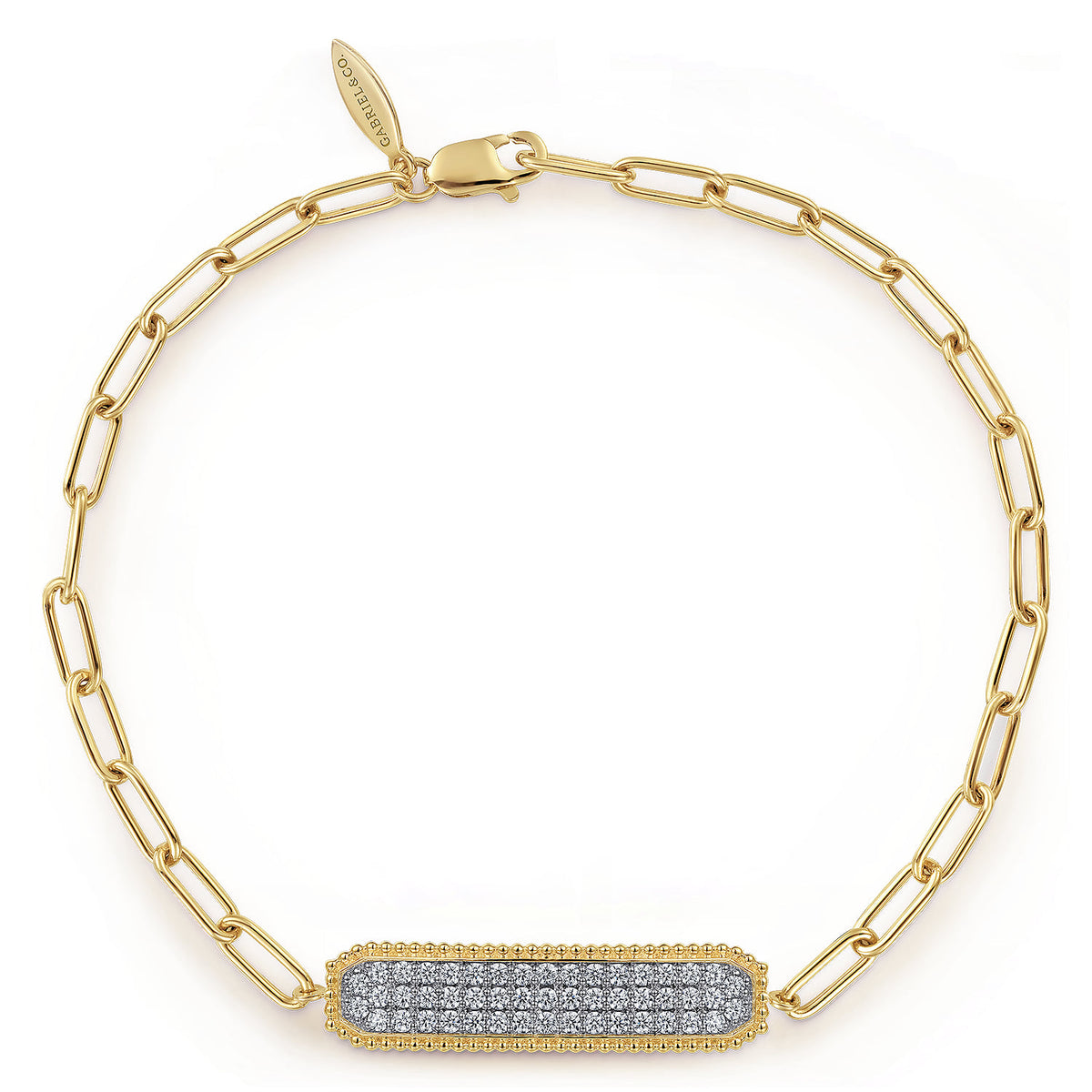 Gabriel & Co. 14K Yellow Gold Diamond Bar Chain Bracelet