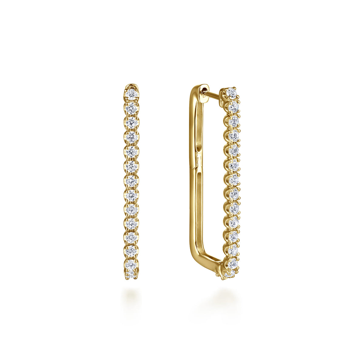 Gabriel & Co. 14K Yellow Gold Diamond Classic Paperclip Hoop Earrings