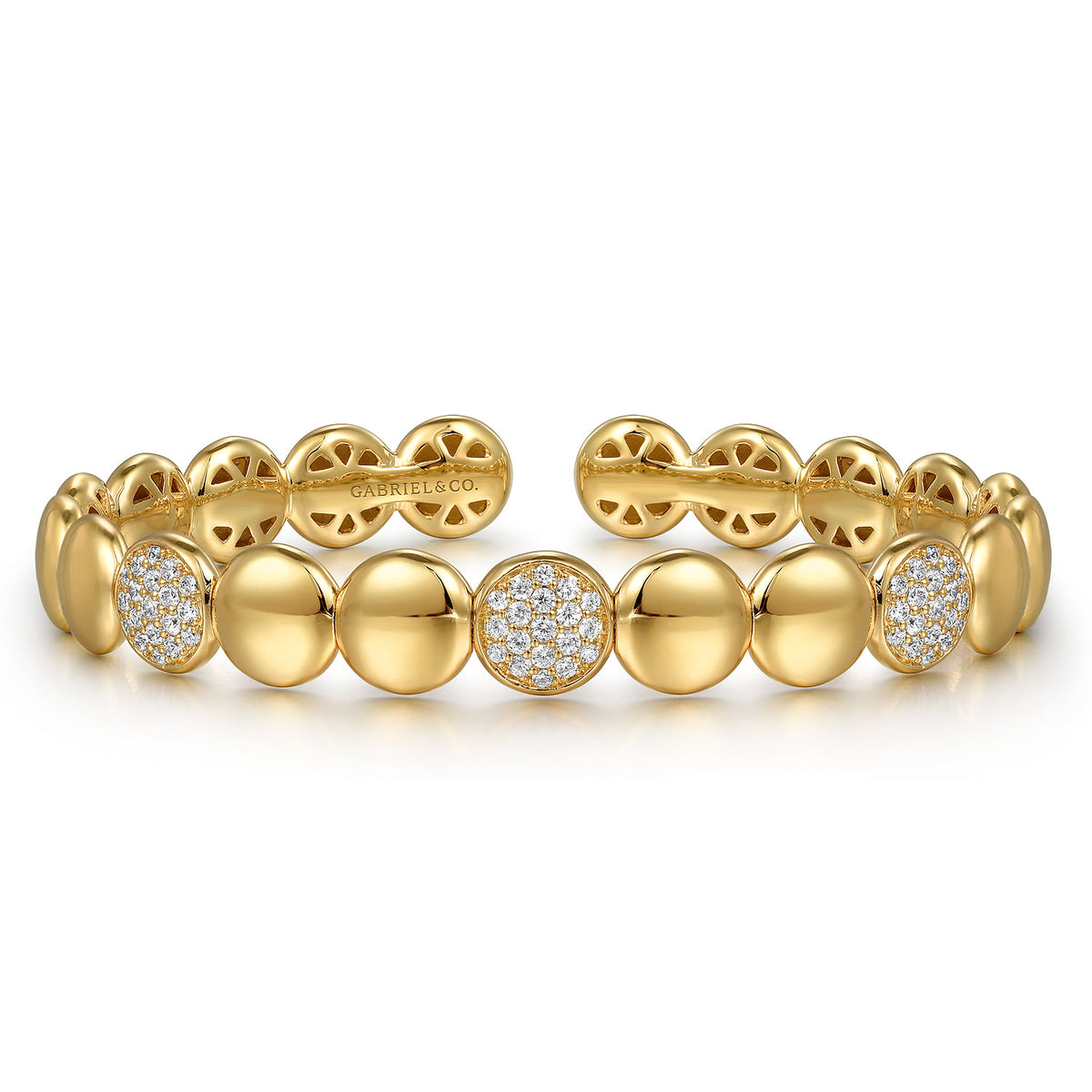Gabriel & Co. 14K Yellow Gold Diamond Cluster Cuff Bangle Bracelet
