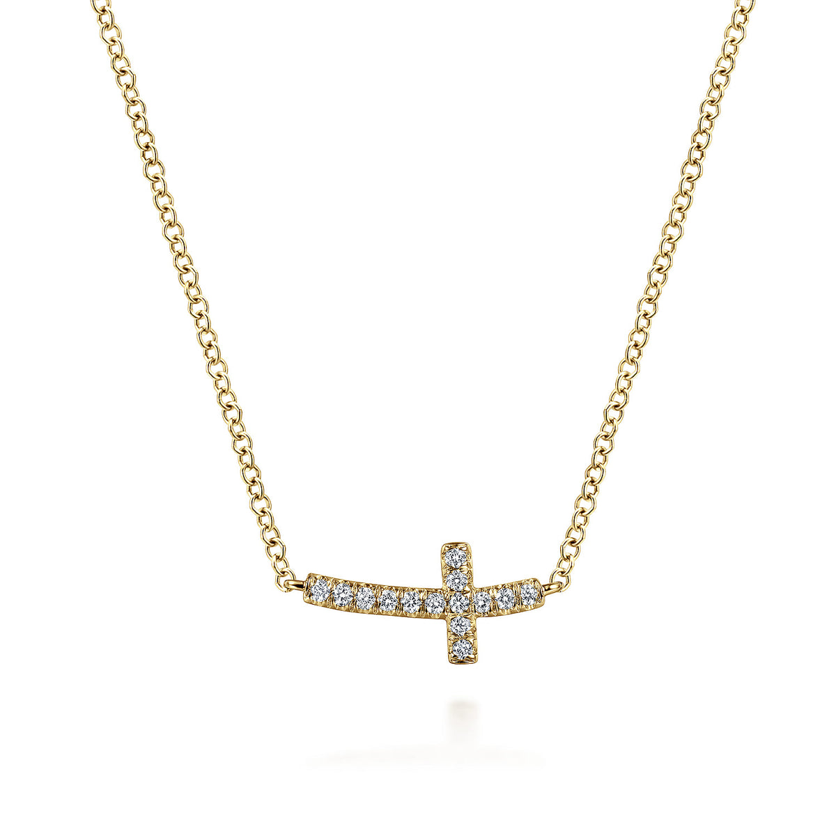 Gabriel & Co. 14K Yellow Gold Diamond Cross Necklace 0.07ct