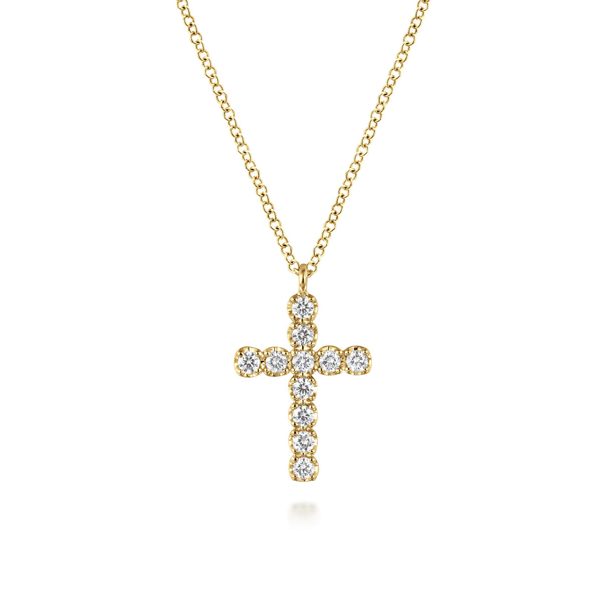 Gabriel & Co. 14K Yellow Gold Diamond Cross Pendant Necklace