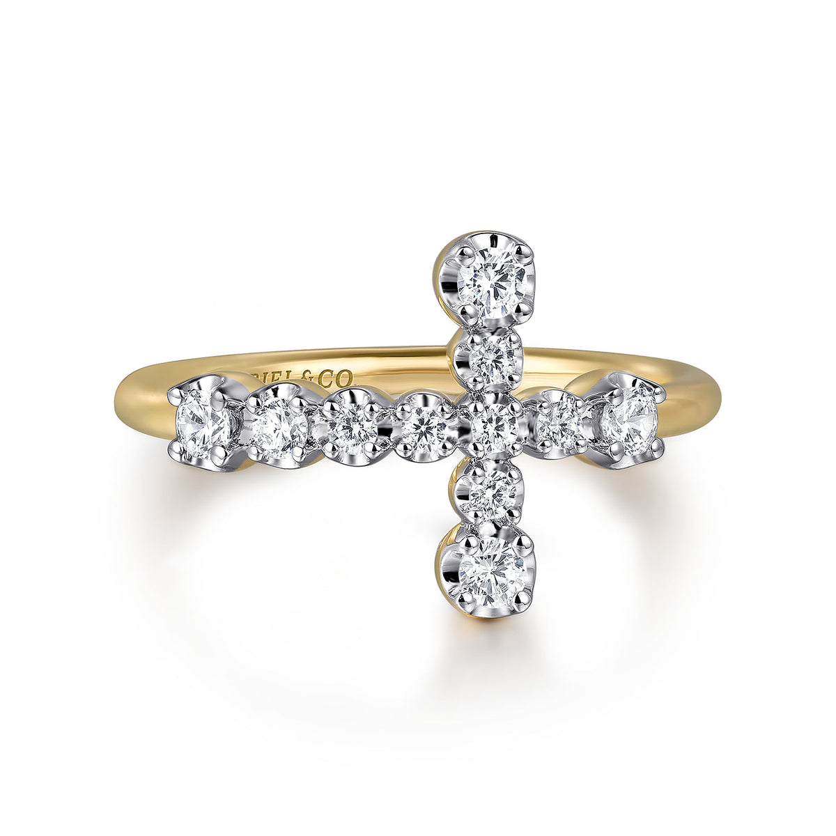 Gabriel & Co. 14K Yellow Gold Diamond Cross Ring