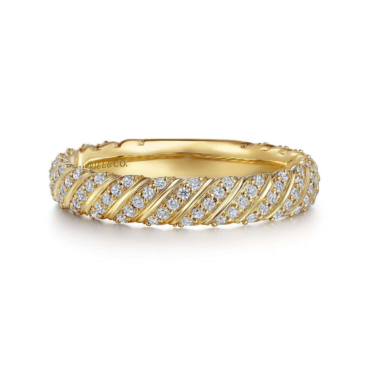 Gabriel & Co. 14K Yellow Gold Diamond Rope Stackable Ladies Ring