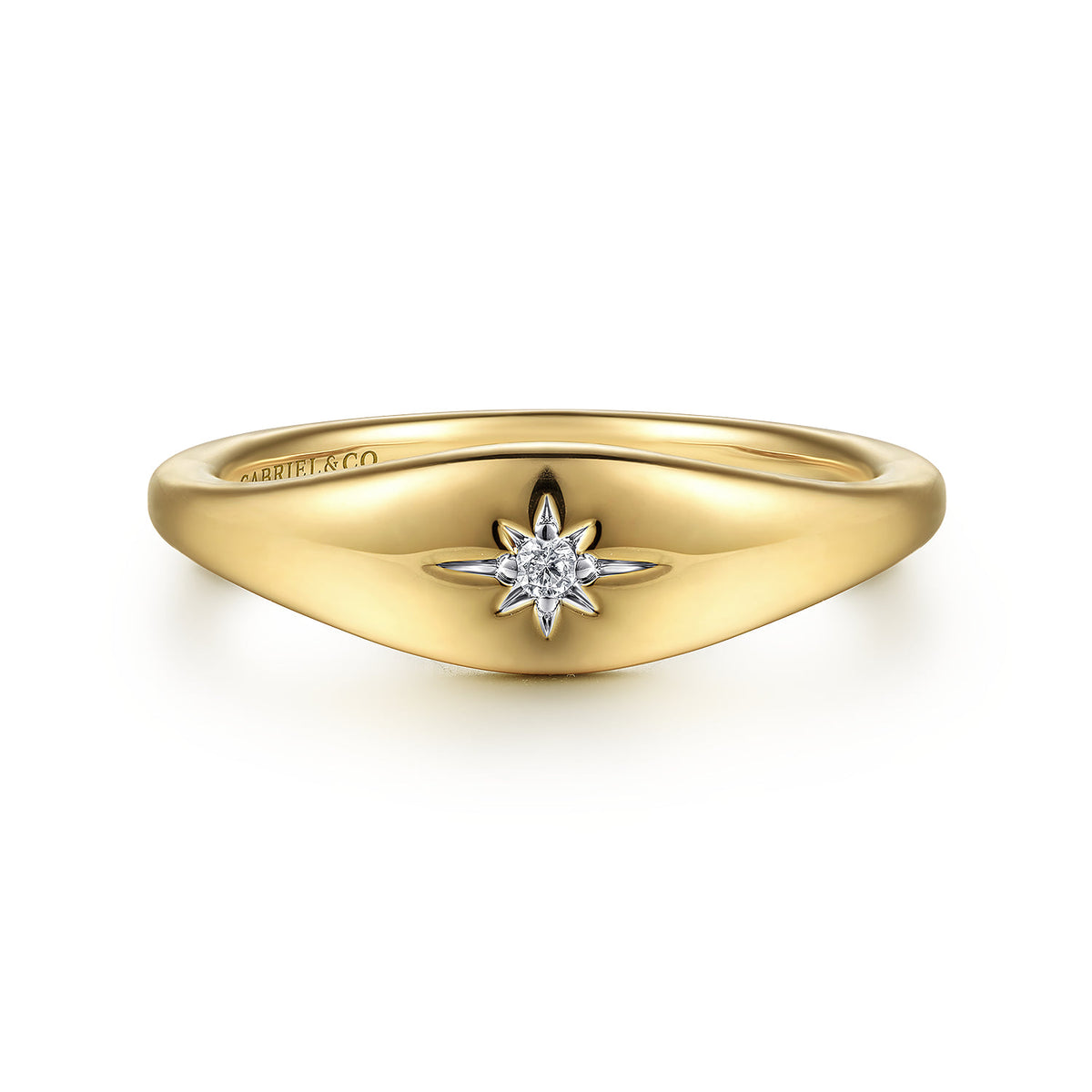 Gabriel & Co. 14K Yellow Gold Diamond Signet Ring