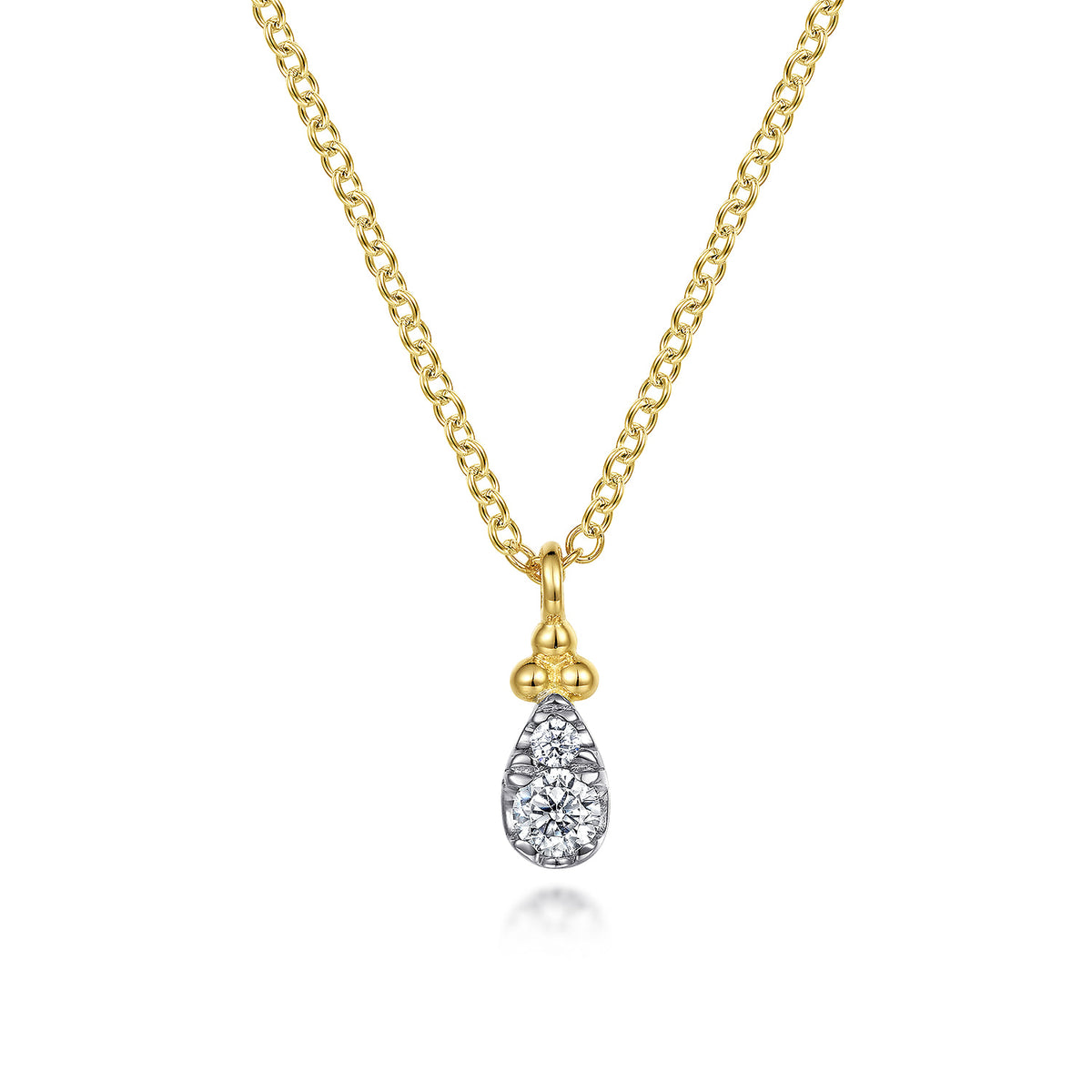 Gabriel & Co. 14K Yellow Gold Diamond Teardrop Pendant Necklace Bujukan