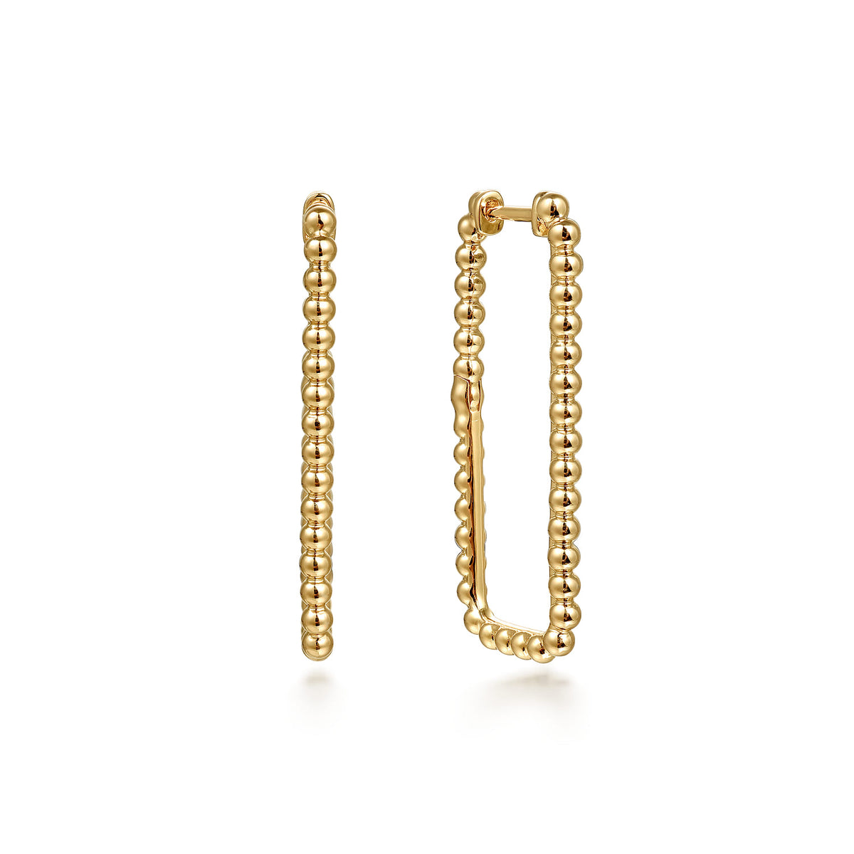 Gabriel & Co. 14K Yellow Plain Gold Bujukan Beads 30mm Rectangle Hoop Earrings
