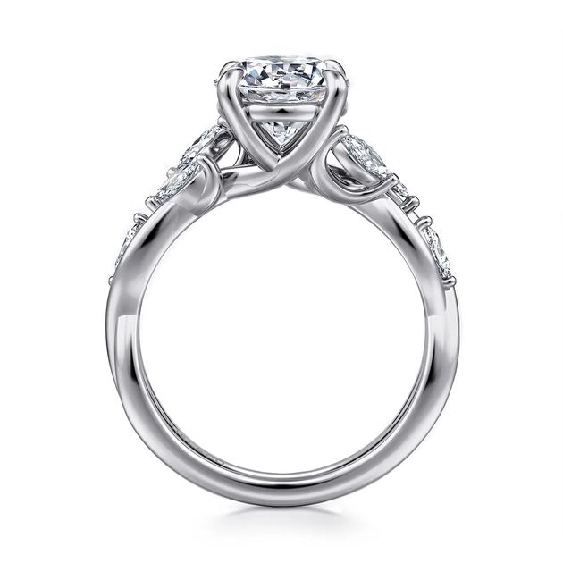 Gabriel & Co. Floral Nouveau 14k White Gold Diamond Engagement Semi-Mount
