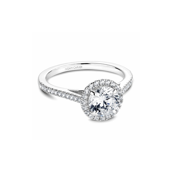 Noam Carver 14k White Gold Halo Engagement Semi-Mount, B094-02A