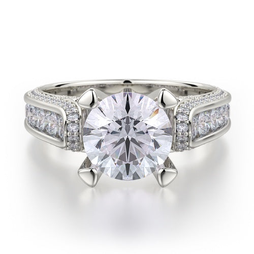 Michael M Strada R399-2 Sidestone Engagement Ring Semi-Mount