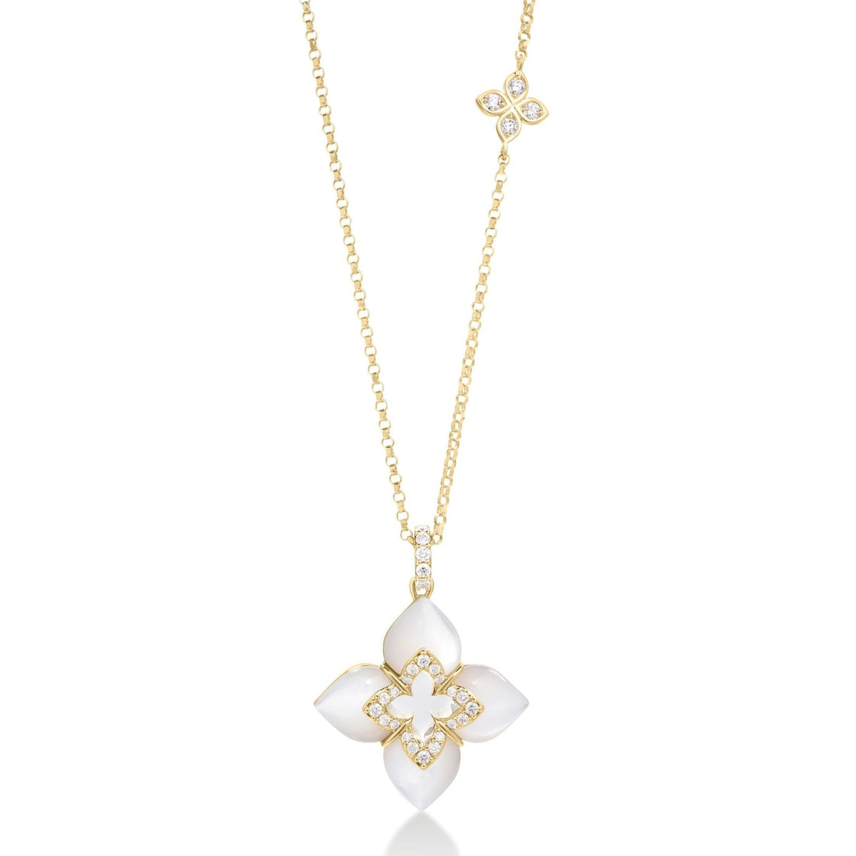 Roberto Coin Venetian Princess Diamond and Mother-of-Pearl Pendant Necklace 8883529AY17XM