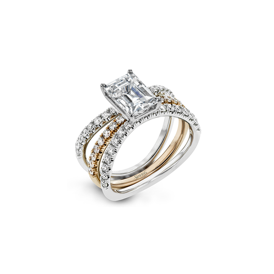 Simon G LR1083-EM Wedding Set in 18k White and Rose Gold with Diamonds