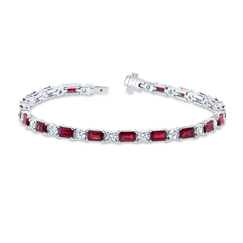 Uneek 18k White Gold Ruby & Diamond Link Bracelet BR30011R