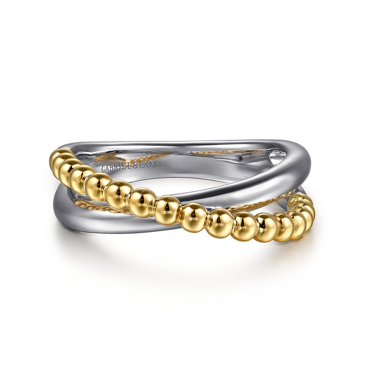 Gabriel & Co. 925 Sterling Silver and 14K Yellow Gold Bujukan Criss Cross Ring