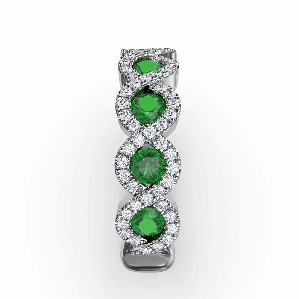Hold Me Close Emerald and Diamond Twist Ring by Fana (R1540E)