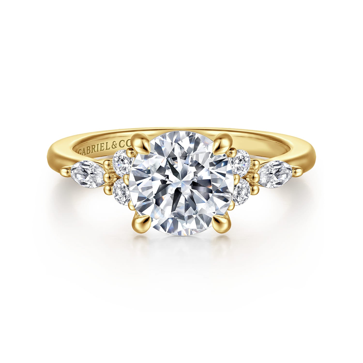 Gabriel & Co. 14k Yellow Gold Round Diamond Cluster Engagement Ring, ER16125R6Y44JJ