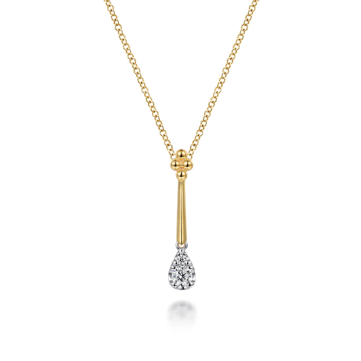 Gabriel & Co. Bujukan Clover - 14K White Yellow Gold Bujukan and Diamond Teardrop Pendant Necklace