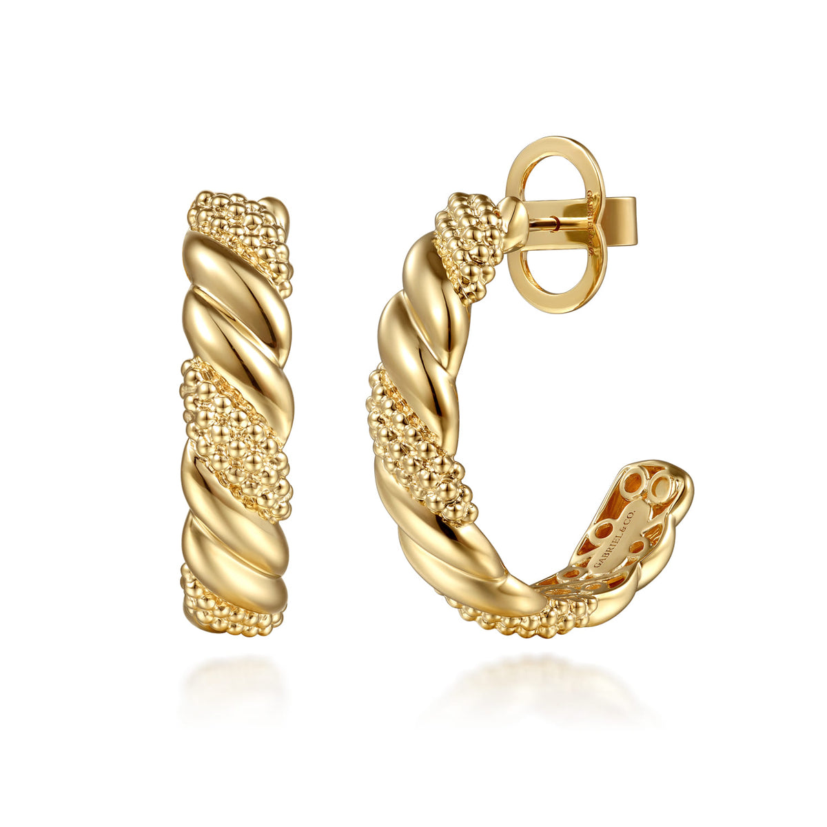 Gabriel & Co. Bujukan Pave 14K Yellow Plain Gold Bujukan J Hoop Stud Earrings