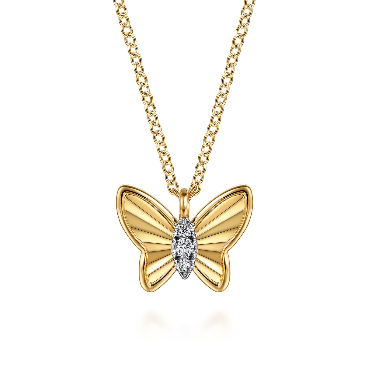 Gabriel & Co. Butterfly 14K Yellow Gold Diamond Butterfly Necklace