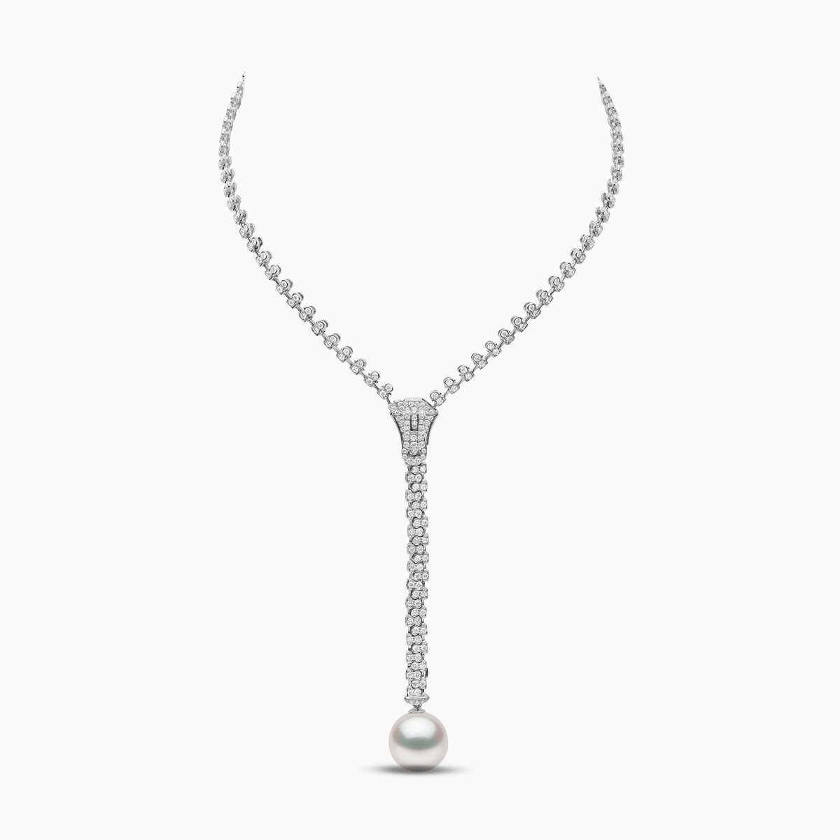 Yoko London Zyyp 18k White Gold South Sea Pearl and Diamond Zip Necklace