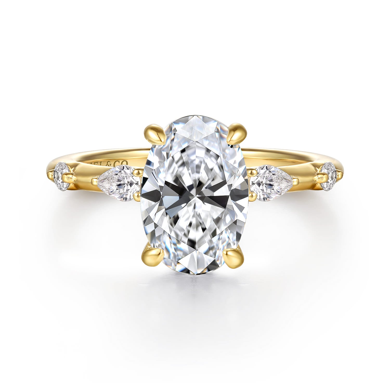 Gabriel & Co. 14k Yellow Gold Oval Diamond Engagement Ring, ER16666O8Y44JJ