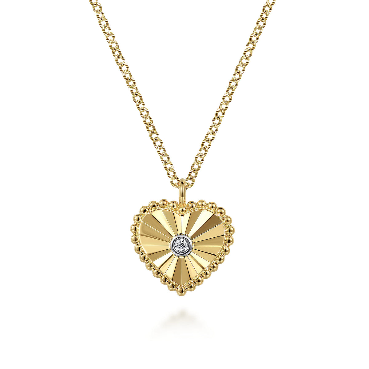 Gabriel & Co. Diamond Cut - Pendant Necklace Heart 14K White and Yellow Gold Diamond 0.01ct