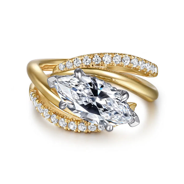 Gabriel & Co. Slate 14k White & Yellow Gold Bypass Marquise Shape Diamond Engagement Ring, ER16643M8M44JJ
