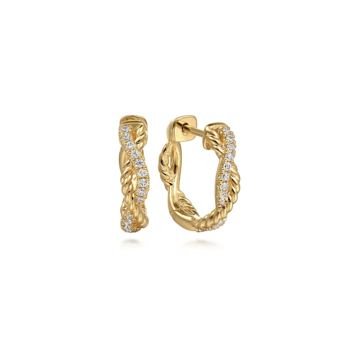 Gabriel & Co. Huggie Earrings 14K Yellow Gold Diamond 0.16ct 15mm