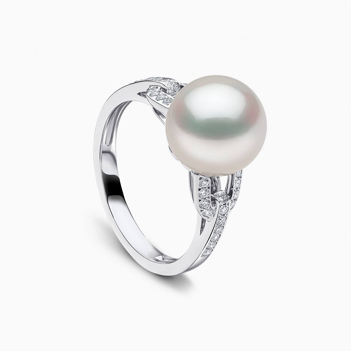 Yoko London Jazz 18K White Gold South Sea Pearl and Diamond Link Ring