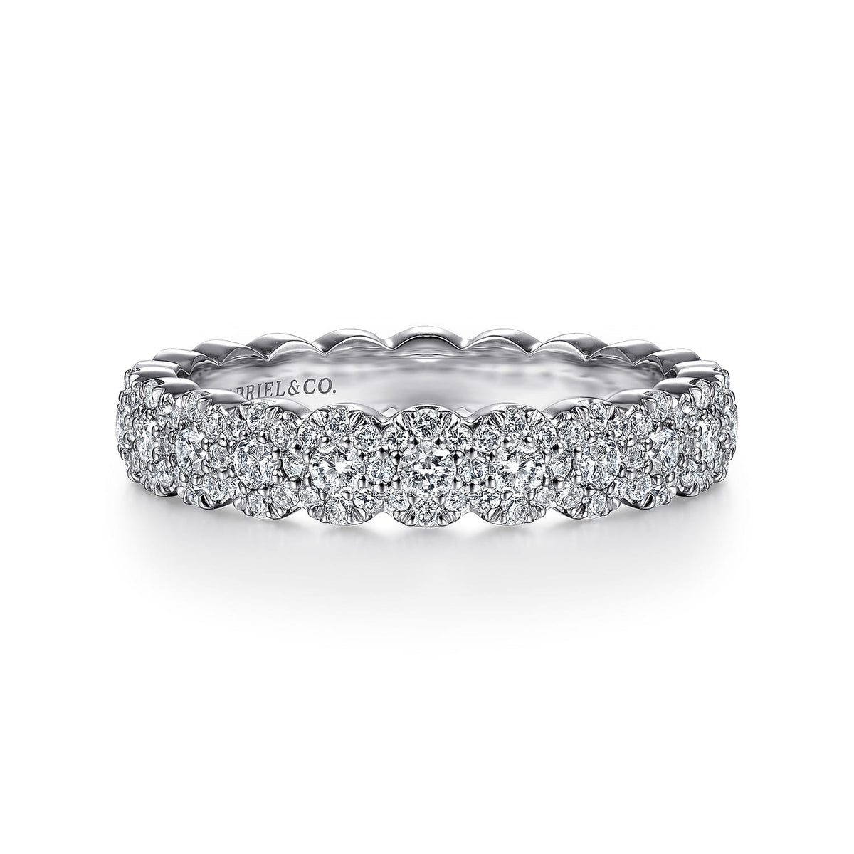 Gabriel & Co. Kios - 14K White Gold Round Diamond Halo Anniversary Band
