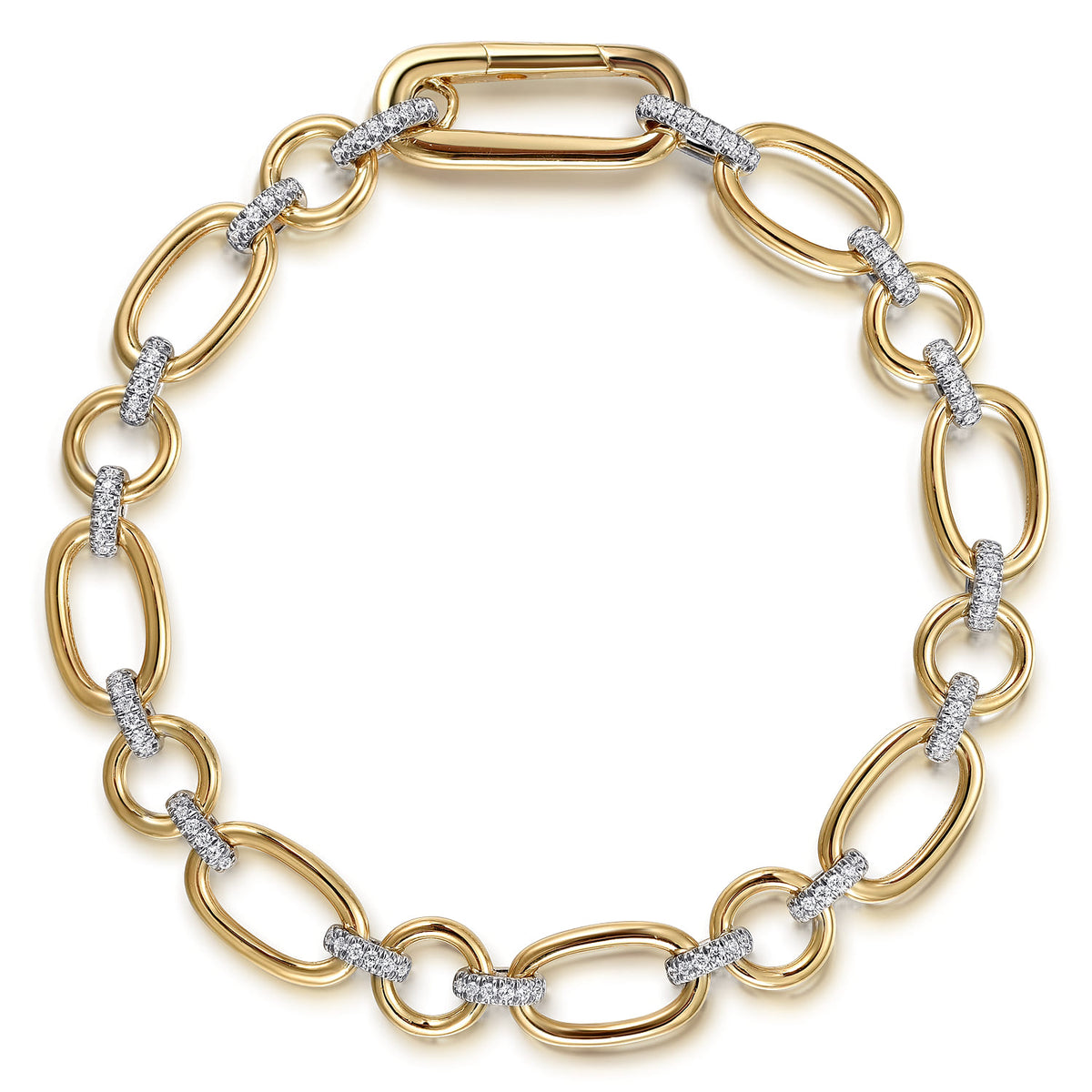 Gabriel & Co. Link Chain Bracelet 14K White and Yellow Gold Diamond 0 4ct