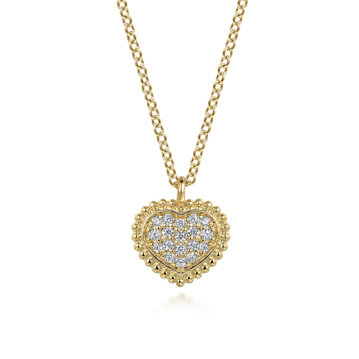 Gabriel & Co. Pendant Necklace Heart 14K Yellow Gold Diamond 0.1ct Bujukan