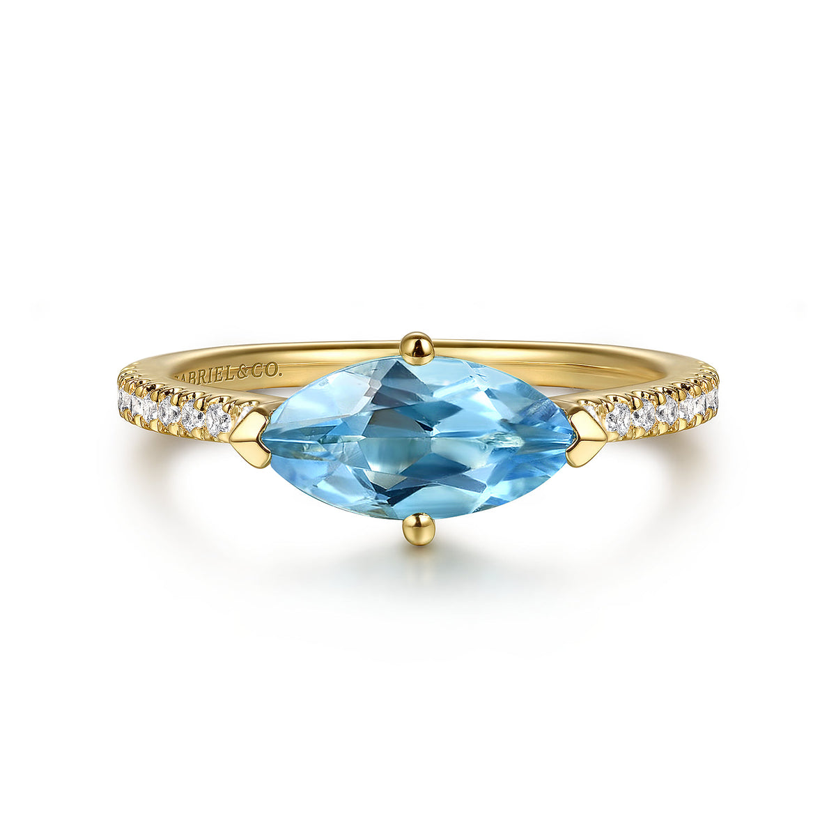 Gabriel & Co. 14K Yellow Gold Blue Topaz and Diamond Ring LR52704Y45BT