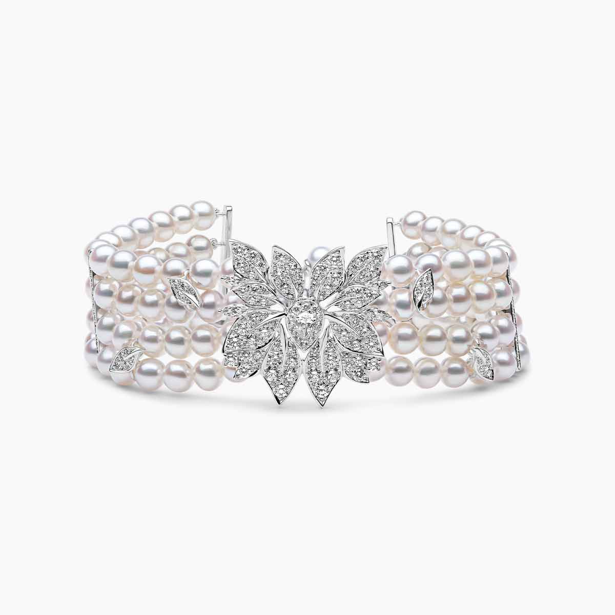Yoko London Contessa 18k White Gold Freshwater Pearl and Diamond Bracelet