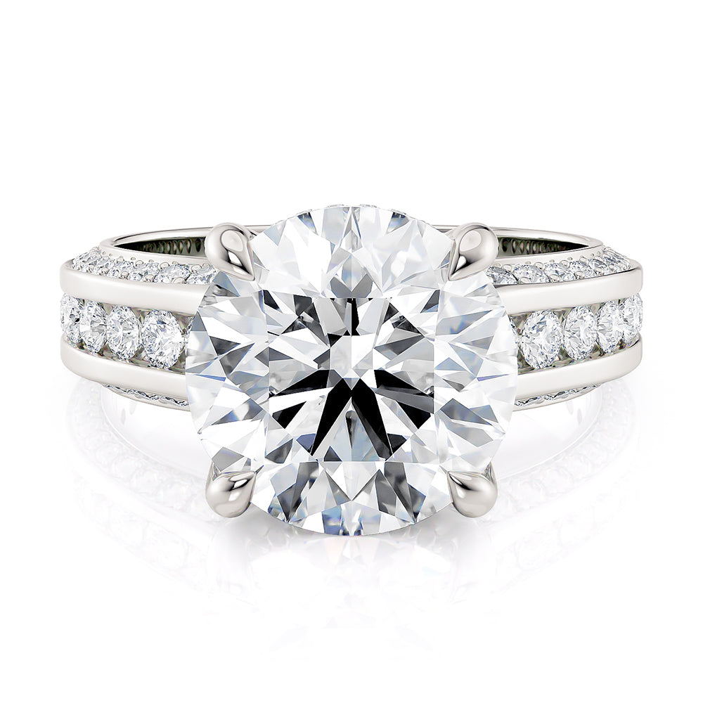 Michael M R797-4 Crown Round Hidden Halo Engagement Ring