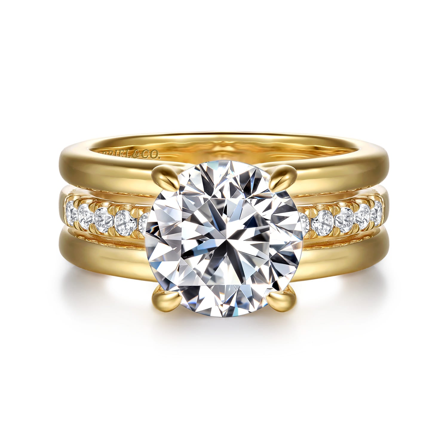 Gabriel & Co. 14k Yellow Gold Round Diamond Engagement Ring, ER16686R12Y44JJ